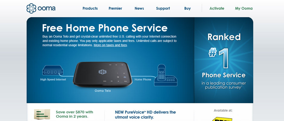 Ooma Homepage